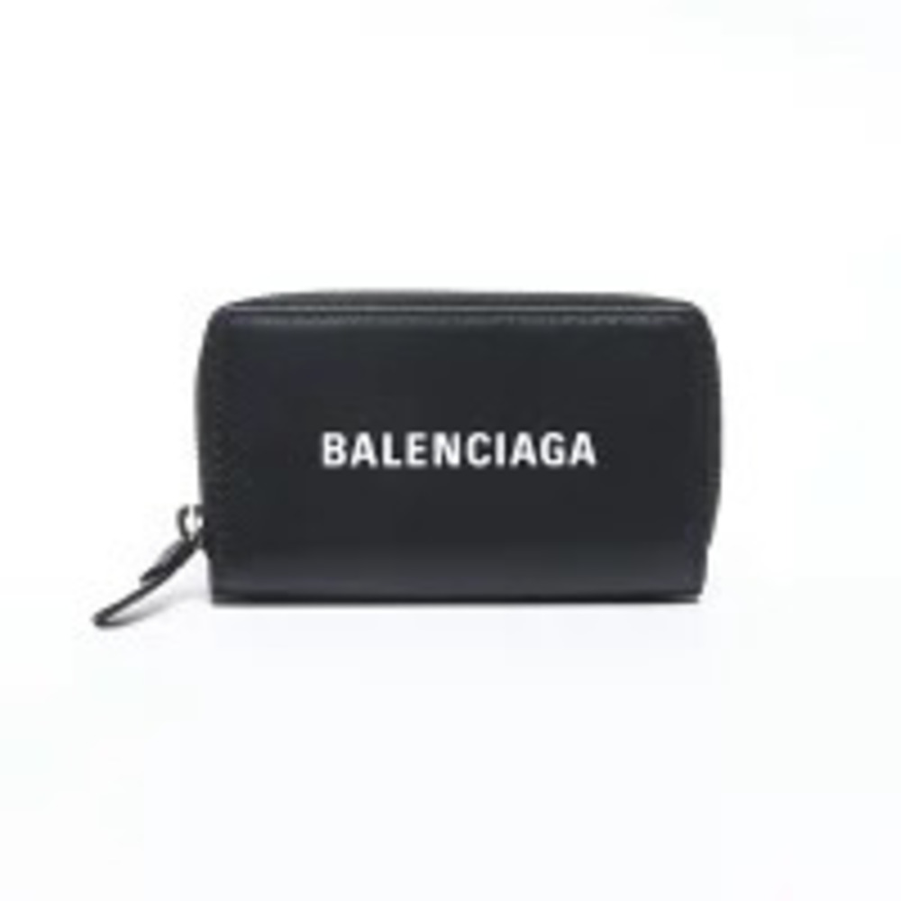 Balenciaga round zip coin case Wallet black